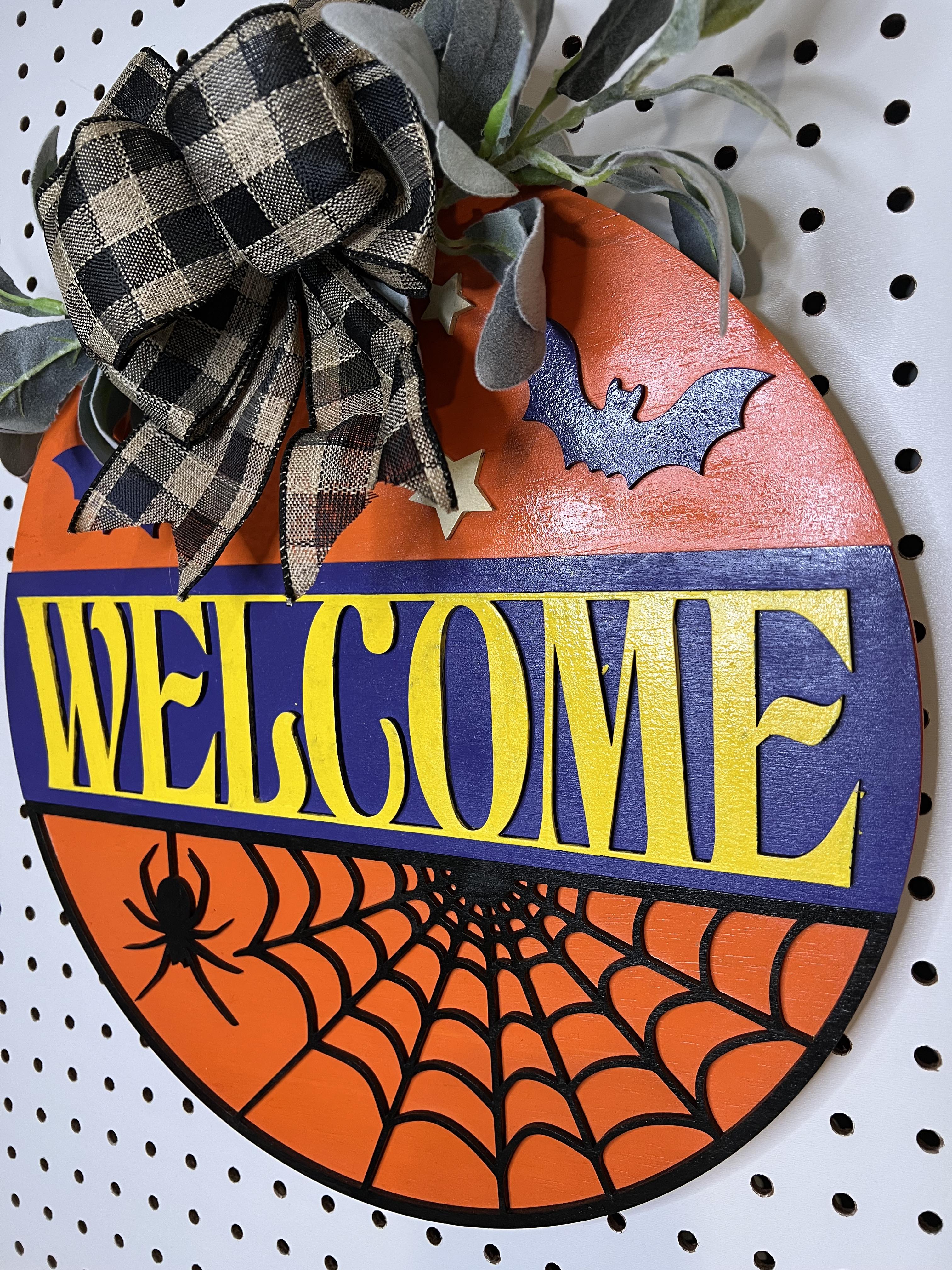 Door Hanger - Halloween w/ Spider Welcome