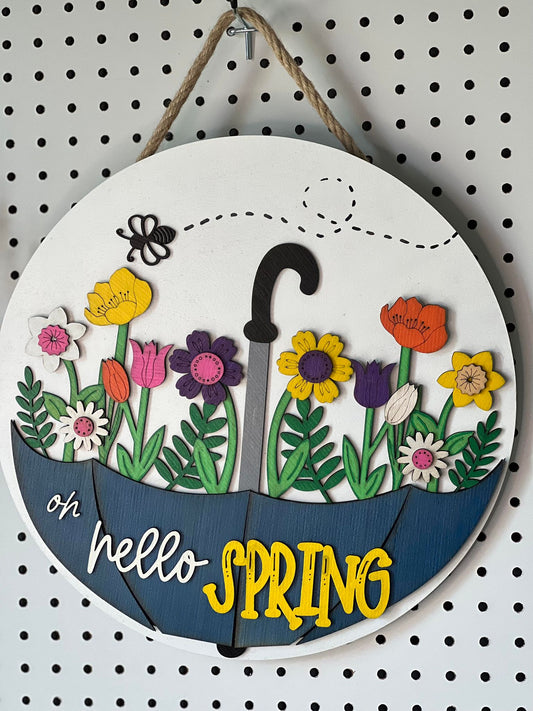 Door Hanger - Oh Hello Spring Umbrella