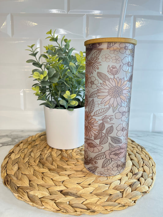 25oz Glass Tumbler - Flower