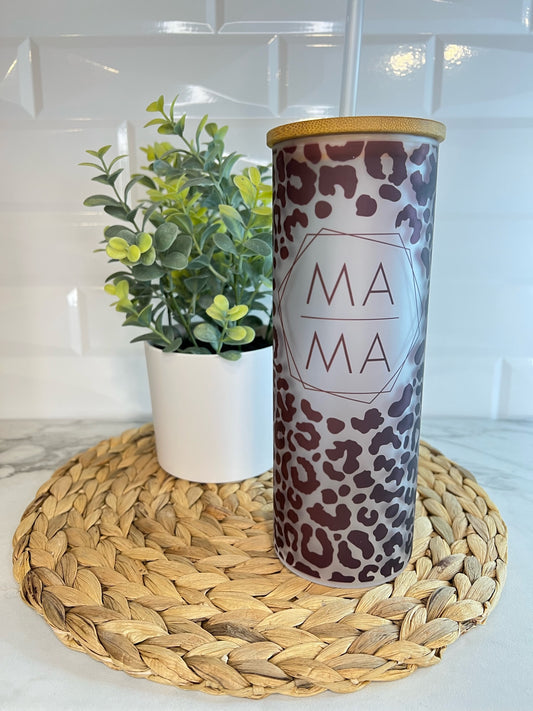 25oz Glass Tumbler - Mama in White