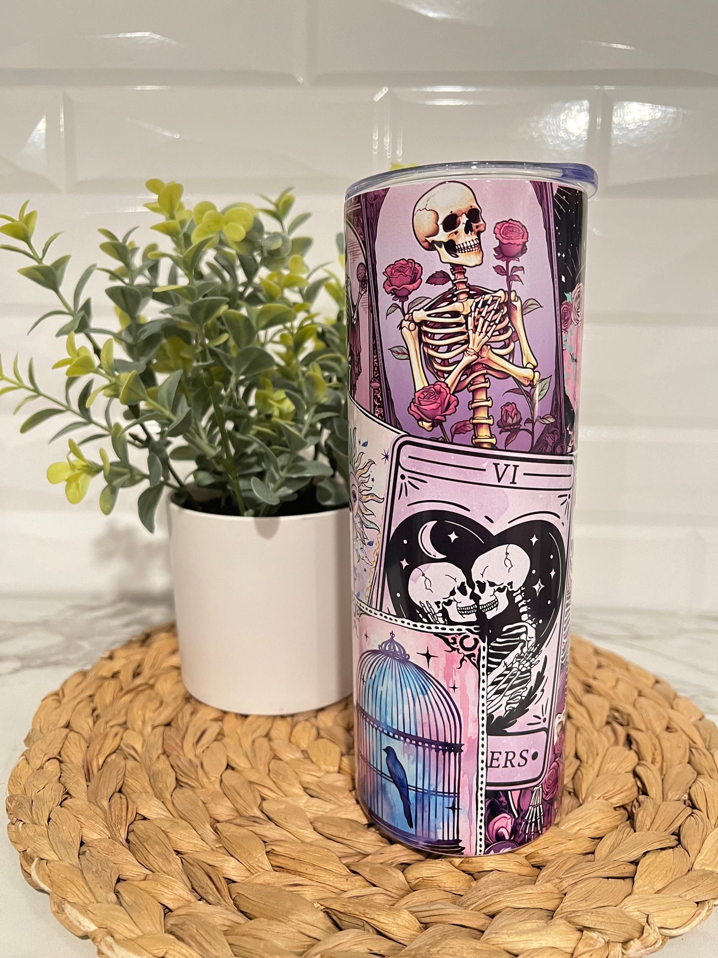 20oz Skinny Tumbler - Tarot Card- The Lovers