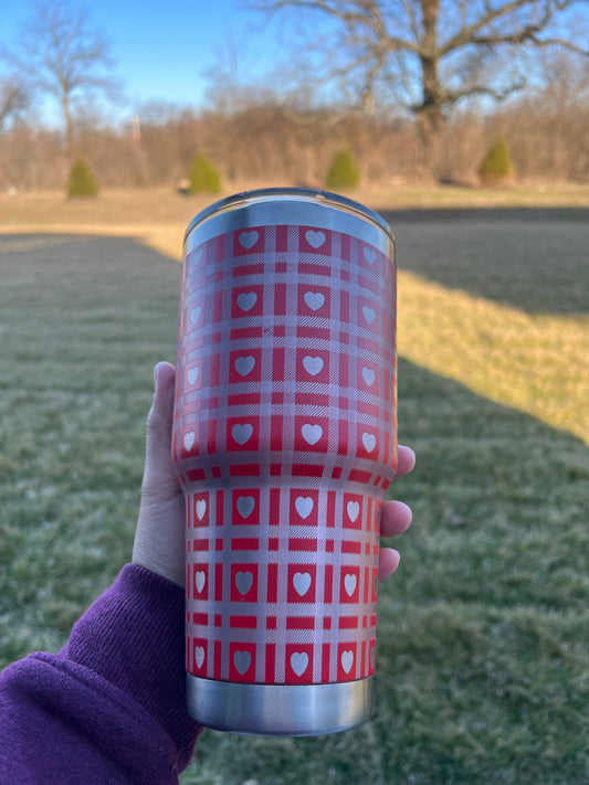 30oz Engraved Tumbler - Hearts