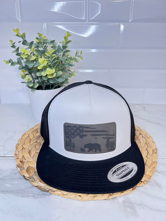 Hats - Flag & Bears Leather Patch Hat