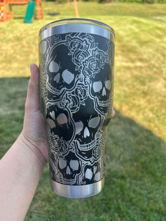 30oz Engraved Tumbler - Skull