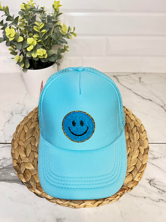 Hats - Blue on Blue Smiley Trucker Hat
