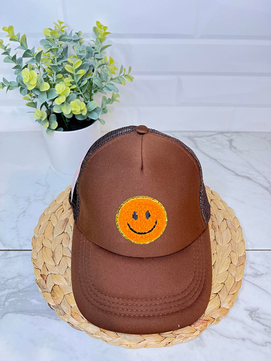 Hats - Orange on Brown Smiley