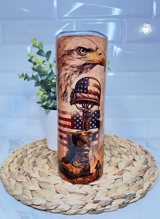 20oz Skinny Tumbler - Battlefield Cross